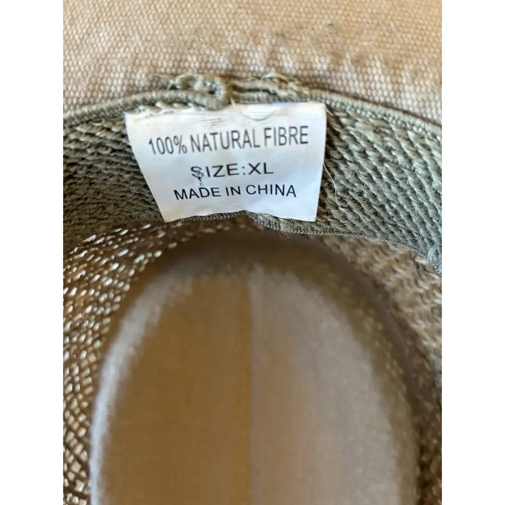 Classic Woven Straw Fedora Hat Safari Panama Look w/ Fabric Band Breathable Cool